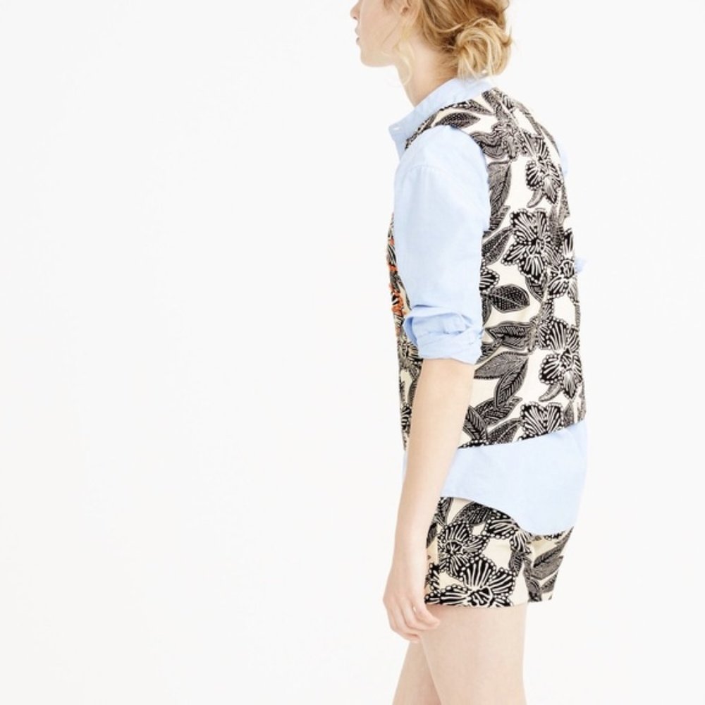 J. Crew Notched Shell Polynesian Floral Size 0 EUC - Picture 4 of 16